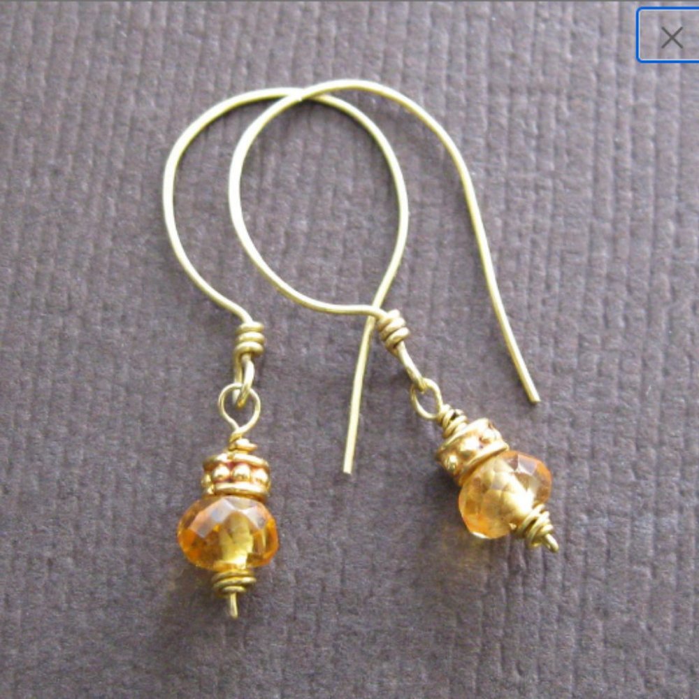 18K Gold Golden Sapphire Earrings